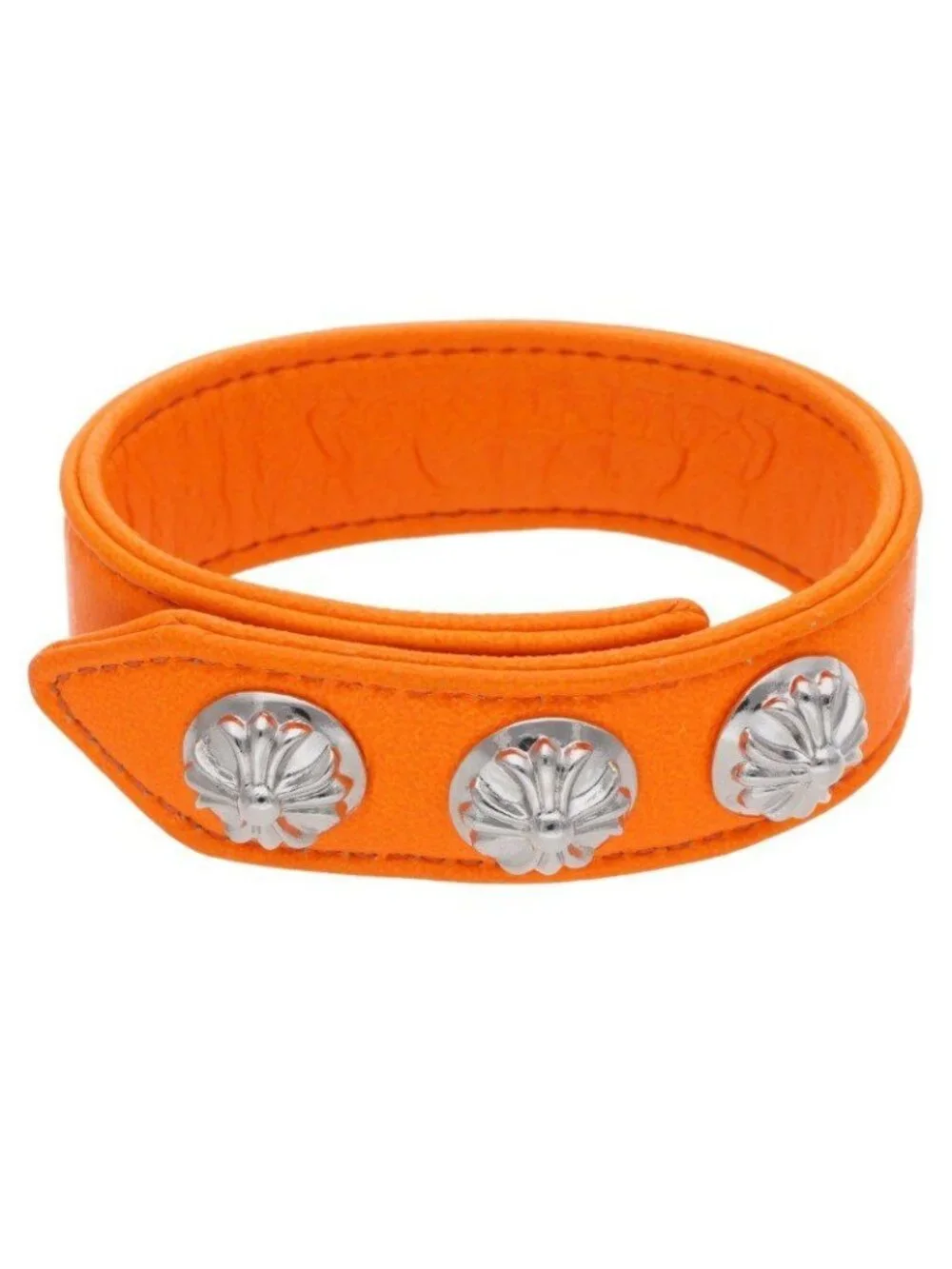 Chrome Hearts Cross Ball 3 Button 2 Snap Leather Bracelet